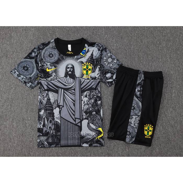 Chandal del Brasil Jesus Manga Corta 2024-2025 Negro - Pantalon Corto